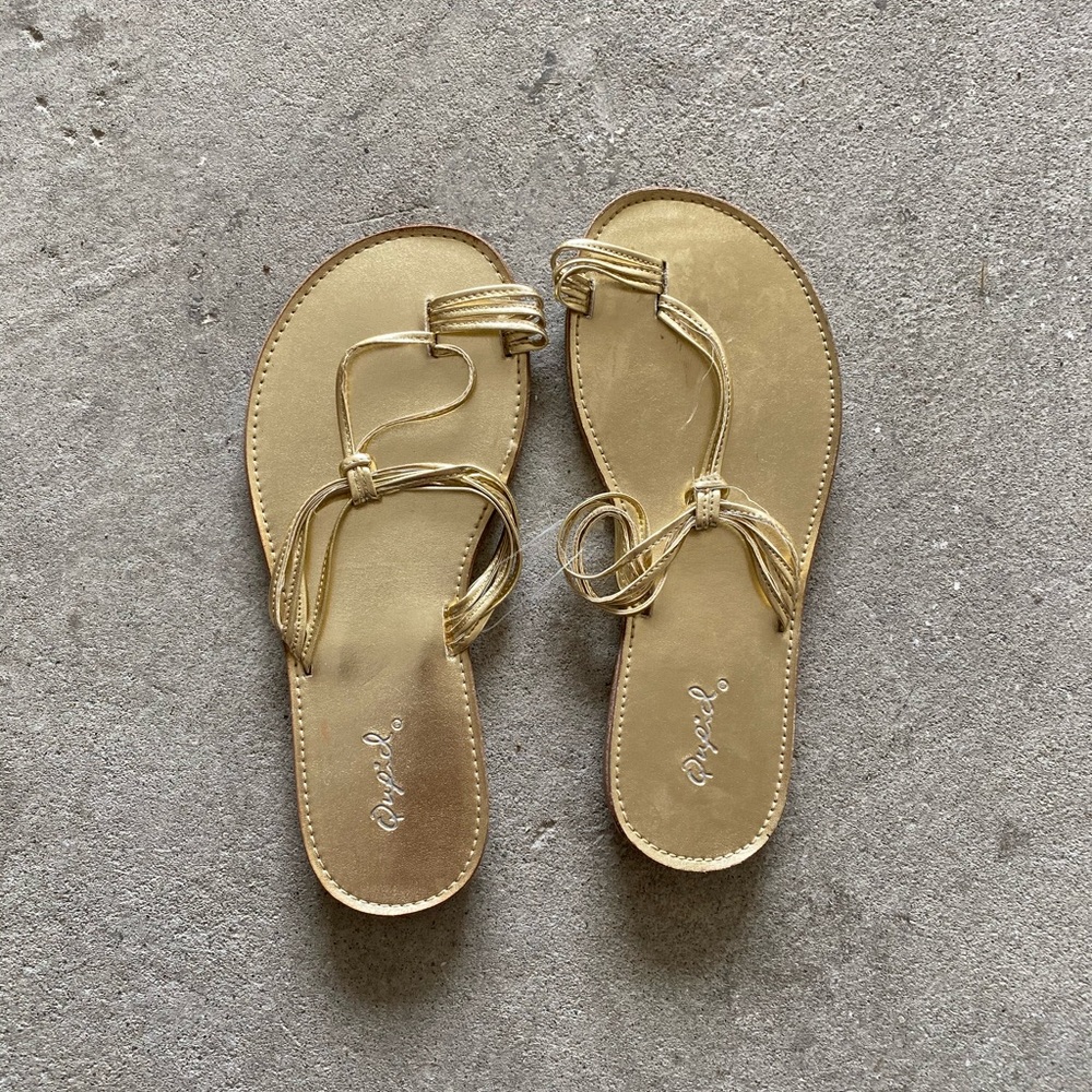 NEVER WORN. Gold Sandals